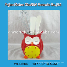 Kitchen accessory ceramic utensil holder with owl shape